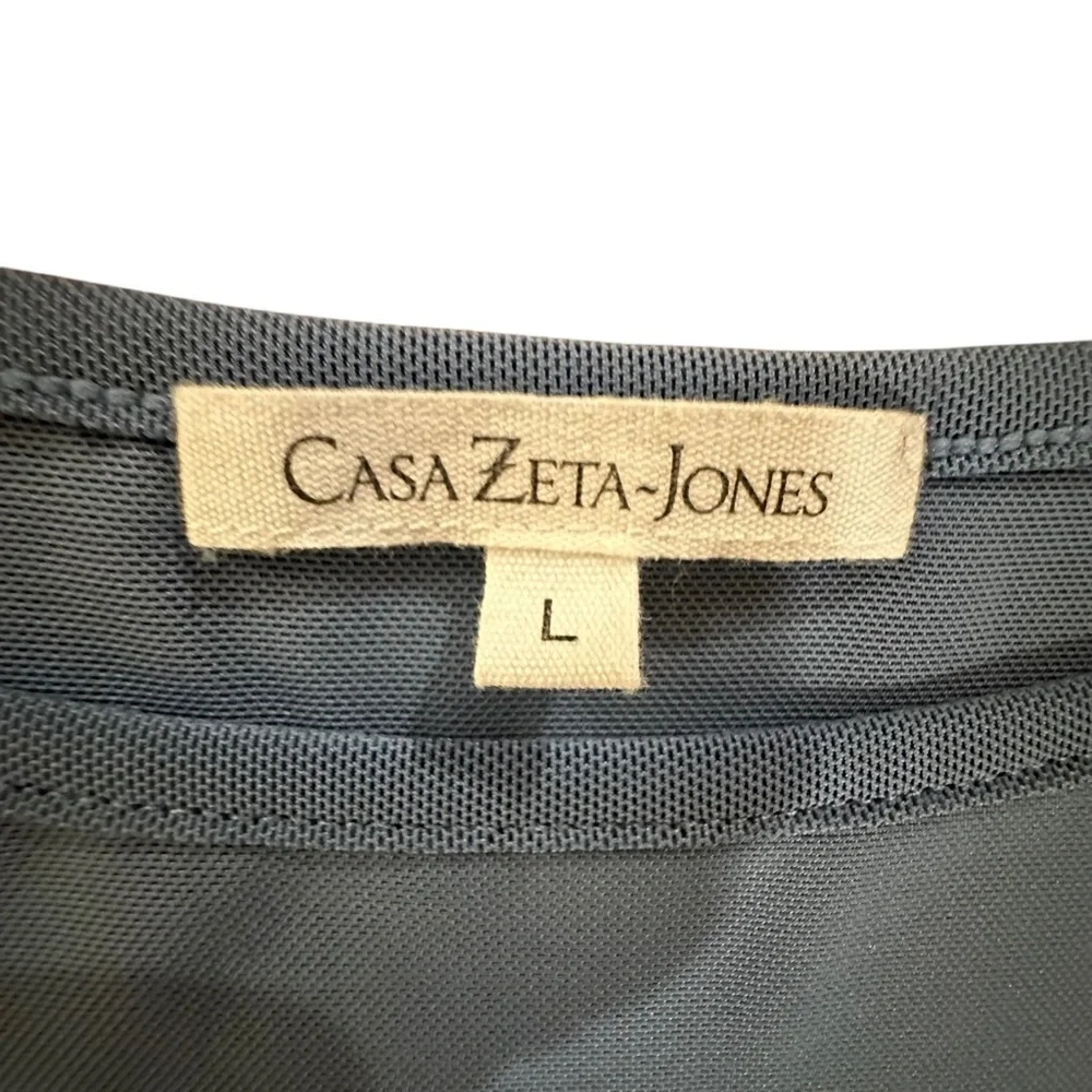 Casa Zeta-Jones | Ruffled Long Sleeve Semi-Sheer Blouse Top - Size L - NWT - Picture 6 of 11